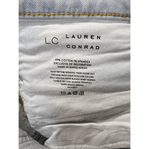 LC Lauren Conrad Women's 14 Super HighRise Crop Distressed Embroidered Denim NWT - Picture 7 of 11